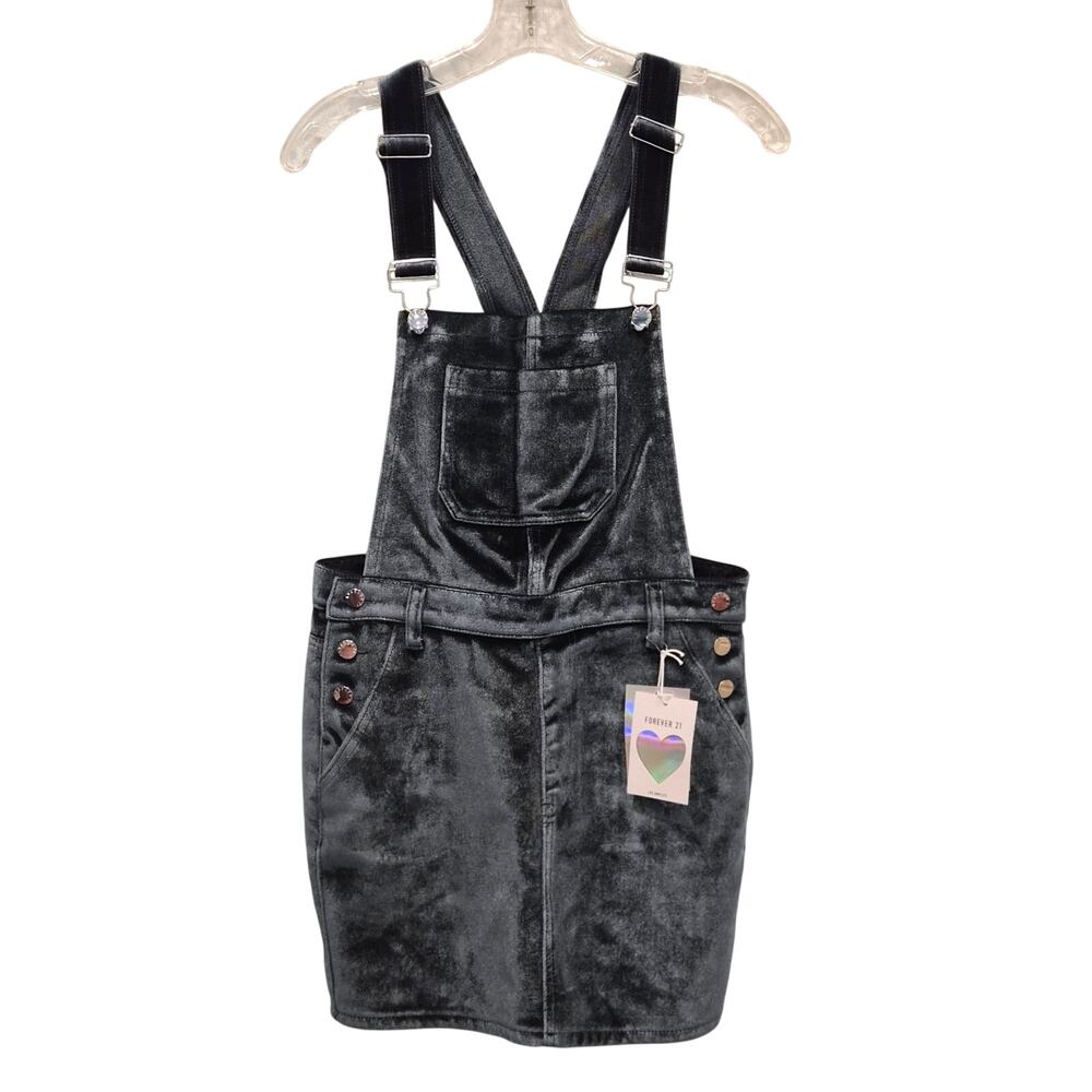 Overall Dress Velvet NWT Forever 21‎ Blue Velour Pinafore Skirt Medium